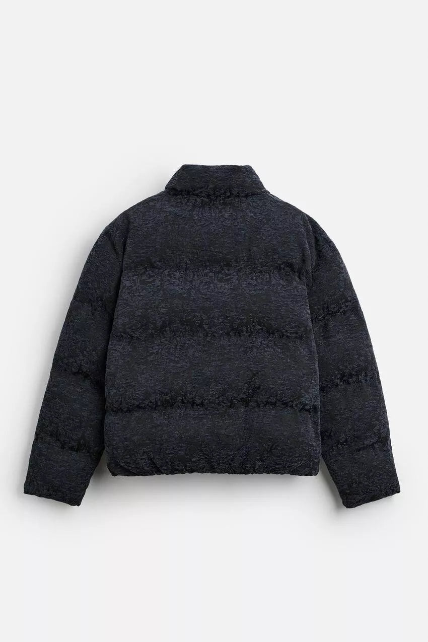 Jacquard Puffer Jacket Coat