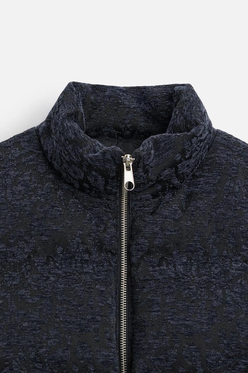 Jacquard Puffer Jacket Coat