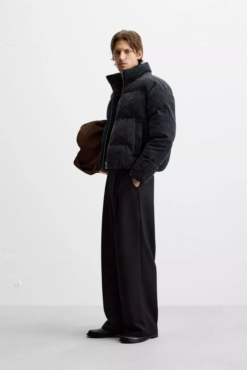 Jacquard Puffer Jacket Coat