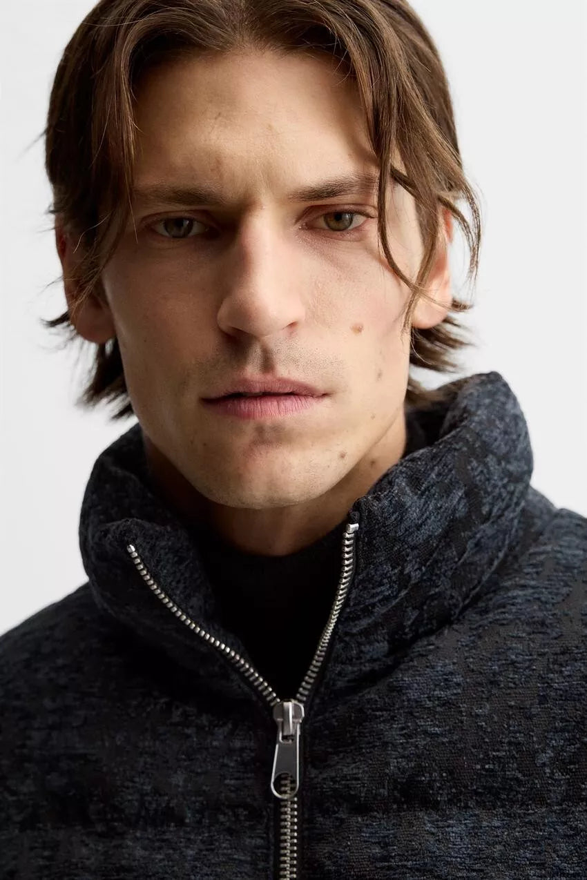 Jacquard Puffer Jacket Coat